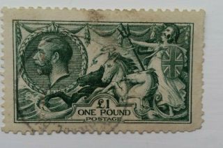 British Stamp Sg403 £1 Green Seahorses