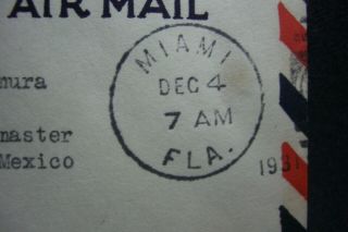 1931 First Flight Cover Miami Florida to Merida Mexico (via Hamilton Bermuda) 2