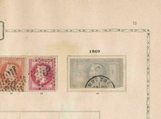 France Early Stamps & 1869 5 Franc Stamp On Album Page Ref R8423