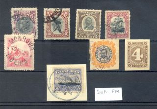 Liberia 8 Stamps / Cut Outs / Post Mark - - F/vf