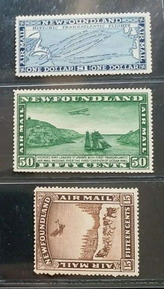 Newfoundland 1931 15c 50c $1 Sg 192 193 194 Sc C6 C7 C8 No Wmk Air Set 3 Mlh