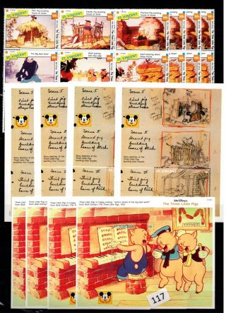 // 4x St.  Vincent - Mnh - Disney - Cartoons - Animals - Pigs