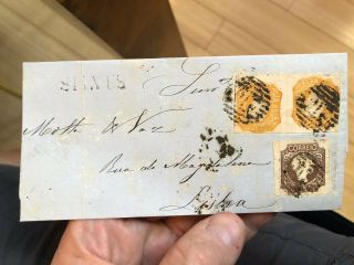 Rare 1860’s Silves To Lisboa Portugal Domestic Postal Cover