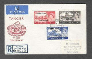1957 Gb Tangier Centenary Fdc,  Both 2/6 And 10/ - With Variety Hyphen Omitted.
