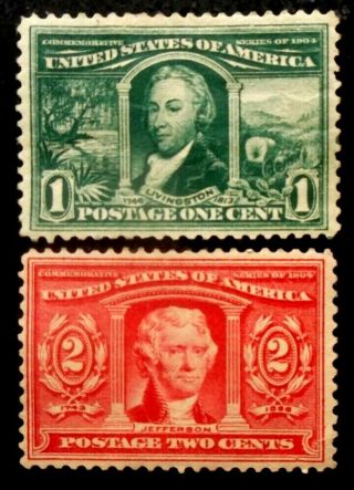 Buffalo Stamps: Scott 323 - 324 Louisiana Purchase,  H/og & F/vf,  Cv = $50