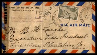 Us Pouch Mail Liberia 1945 Censored Dc M Wwii Cover To Akron Firestone Plantatio