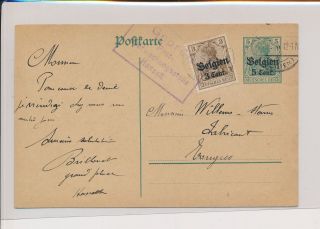 Lk74322 Belgium Occupation 1915 Censor Postal Card
