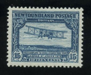 Newfoundland 1929 Transatlantic Flight 15c Dark Blue Re - Engraved 170 Vf Mlh