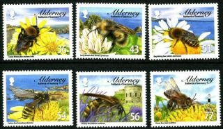 Alderney 2009 Bees Set Of All 6 Commemorative Stamps Mnh (a)