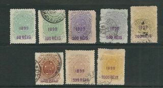 Brazil 1899 Overprints Set (sc 151 - 158) F/vf Read Desc