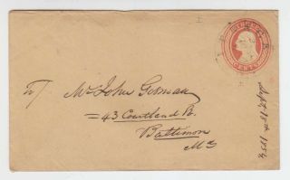 A6395: Us U2,  On 1854 Entire Cover To Baltimore