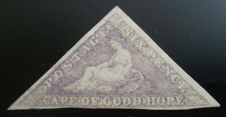 Cape Of Good Hope Six Pence Rose - Lilac Sg 7 £1200 Cogh 6d Triangular