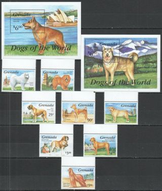 K1291 Grenada Dogs Pets Animals Fauna 2519 - 26 Michel 34 € 2bl,  Set Mnh Stamps