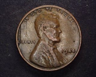 1944 P Lincoln Wheat Penny - Obverse Lamination (defective Planchet) Error