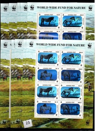 / 10x Mongolia - Mnh - Wwf - Nature - Horses -