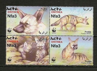 Eritrea 2001 Wwf Wildlife Fauna Tiere Dieren Animals Hyena Compl.  Set Mnh