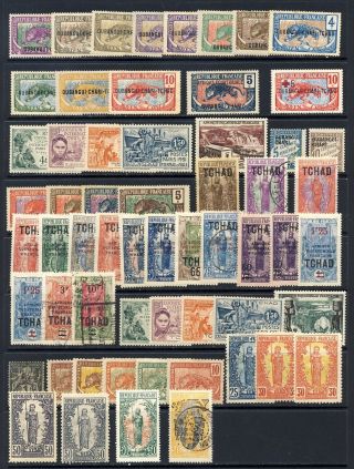 French Africa Oubangi - Chari,  Chad,  French And Middle Congo On One Stockpage