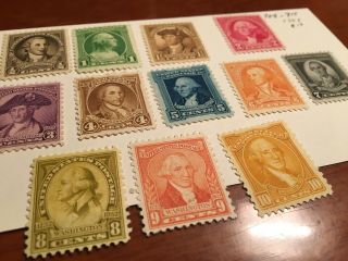 US 1932 Washington Commemorative Set,  Stamps 704 - 715 (12),  Hinged 2