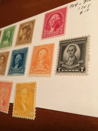 US 1932 Washington Commemorative Set,  Stamps 704 - 715 (12),  Hinged 3