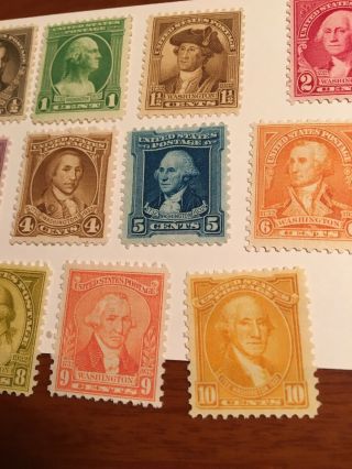 US 1932 Washington Commemorative Set,  Stamps 704 - 715 (12),  Hinged 4