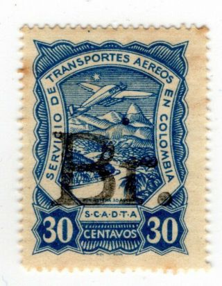 Brazil - Colombia - Scadta Consular - 30c " Br " Stamp - Sc Clbr5 W/ Secret Dot Rr