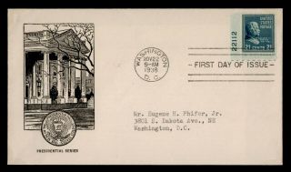 Dr Who 1938 Chester A.  Arthur Prexie Plate Fdc C132358