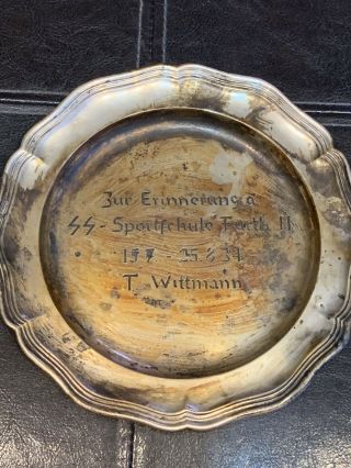 Nazi Ss Wwii “ In Memory Of” Zur Erinnerung Sportfchule Furth Ii Plate Plaque