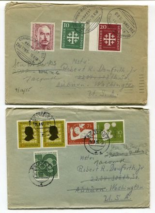 Germany 1956 / 1957 Multiple Franking Covers - Sent To Wash - Usa