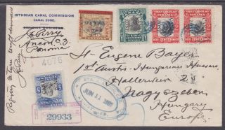 Canal Zone Sc 20,  22 - 24 On 1907 Registered Cover Ancon - To Nagyszeben,  Hungary