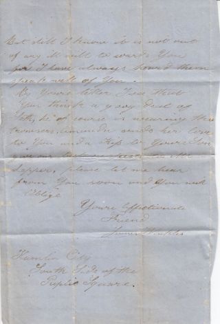 1858 Hamlin City Kansas Territory Letter. 2