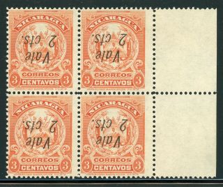 Nicaragua Mnh Specialized: Maxwell 316a 2c/3c Inverted Schg Block Of 4 $$$$