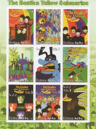The Beatles Lennon Mccartney Yellow Submarine Eritrea 2003 Mnh Stamp Sheetlet