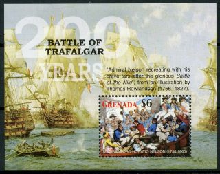 Grenada 2005 Mnh Battle Of Trafalgar 200th Nelson Rowlandson 1v S/s Ships Stamps