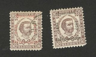 Montenegro - 2 Mh/used Stamps,  25 - Diferent Color Overprint - King Nikola