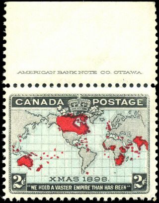 Canada 86 F - Vf Og Nh 1898 Map/xmas 2c Black,  Blue & Carmine W/inscription