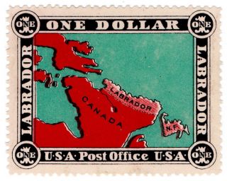 (i.  B) Canada Postal : Newfoundland $1 (labrador Map)