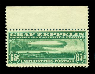 Us 1930 Airmail - Graf Zeppelin 65c Green Scott C13 Mnh W/ Top Selvage