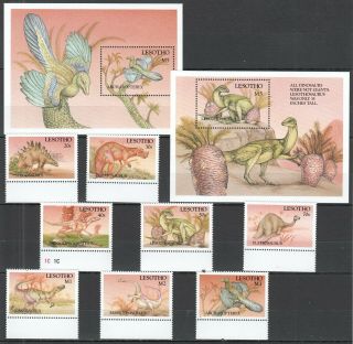 K848 Lesotho Dinosaurs Prehistoric Fauna 980 - 87 Michel 30 € 2bl,  Set Mnh Stamps