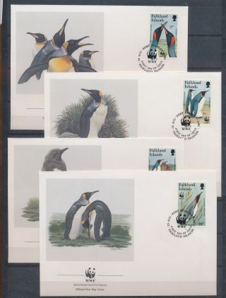 Xb72344 Falkland Islands 1991 Penguins Animals Birds Wwf Fdc 