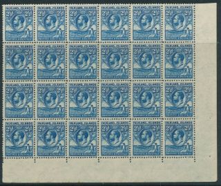 Sg 119 Falkland 1929 2½d Blue.  A Pristine Unmounted Lower Right Hand.