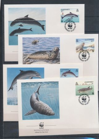Xb72338 Guernsey 1990 Dolphin Animals Sealife Wwf Fdc 