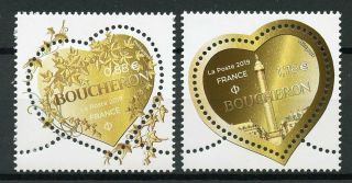 France 2019 Mnh Boucheron Hearts 2v Set Valentines Day Heart Shaped Stamps