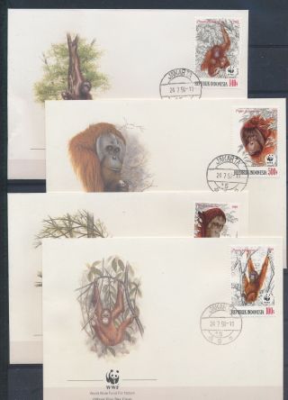 Xb72334 Indonesia 1990 Orangutan Monkey Wildlife Wwf Fdc 