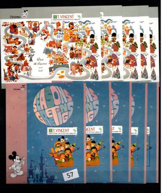/ 5x St.  Vincent - Mnh - Disney - Cartoons - Mickey - Art -