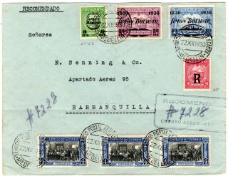 Colombia - Bolivar Issue - Scadta Registered Cover - Medellin - 1930 Rrrr