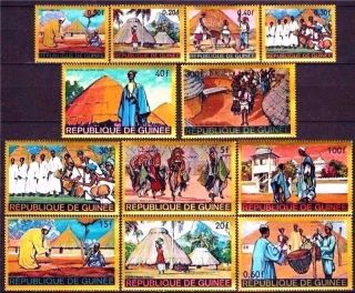 Guinea 1968 Customs Folklore Music Dance Tribal Costumes Food/cooking 12v Mnh