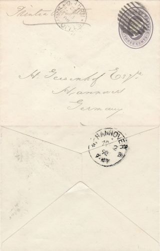 Newfoundland To Germany St Johns Queen Victoria 3c Envelope Printed Matter 1892