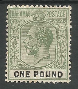 Bahamas Sg89 The 1912 - 19 Gv £1 Dull Green & Black Lightly Mounted C.  £200