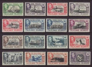 Falkland Island 1938 Kgvi Complete Set Perforated Specimen Mvlh