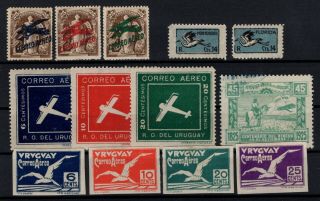 P122580/ Uruguay / Airmail / Y&t 1 / 8 – 10 / 13 Mh / 9